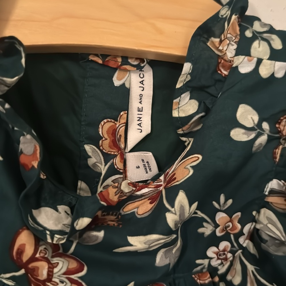 Janie & Jack 6T Floral Green Girls Dress - Picture 5 of 9